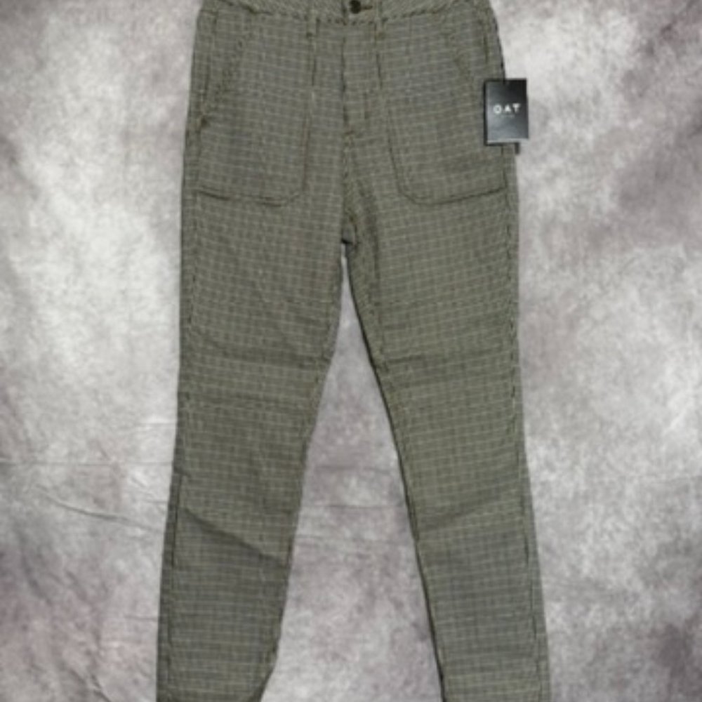 Oat New York Women’s 26 Brown Plaid High Rise Skinny Ankle Pants NWT Stretch